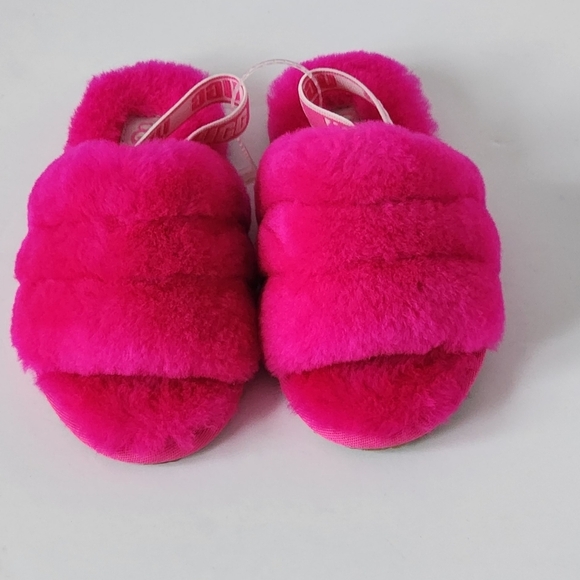 UGG Kids Toddler Girls Fluff Yeah Hot Pink Sandals Slide Size 11T - Picture 2 of 7